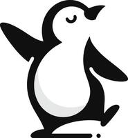 Joyful Penguin Dancing with Closed Eyes and Flapping Wings in a Playful Pose vector