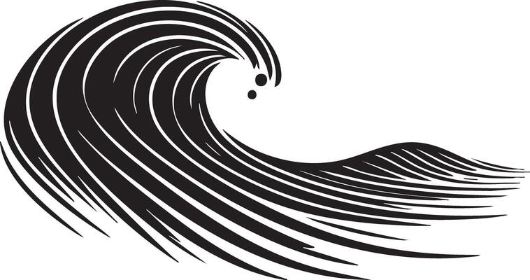Stylized Black Wave Illustration for Dynamic Ocean Theme Designs