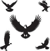 Majestic Eagle Silhouettes in Flight Various Poses for Design Projects vector