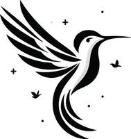 Elegant Black and White Hummingbird Illustration for Graphics and Design Projects vector