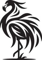 Tribal Flamingo Silhouette Elegant Wild Bird Artistic Design vector
