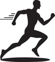 Silhouette of a male runner in motion symbolizing speed and athletic performance vector
