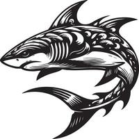 Intricate Tattoo Style Shark Illustration Elegant Oceanic Predator Design vector