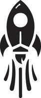 Stylized Rocket Launching Upward with Flames Abstract Icon vector