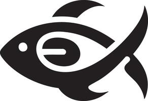 Stylized Black Fish Symbol With Abstract Eye Design vector