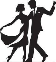 Elegant Couple Dancing Together in Silhouette Style vector