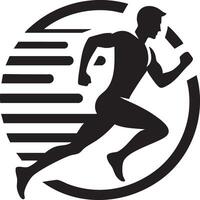 Dynamic Silhouette of a Runner in Motion with Speed Lines Inside a Circle vector