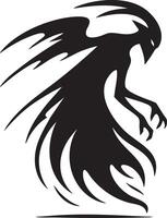 Abstract Dark Silhouette Creature with Flowing Forms and Glowing Eyes vector