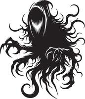 Menacing Shadow Creature with Jagged Claws and Flowing Tendrils vector