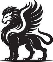Majestic Winged Lion Mythical Creature Symbol Logo vector