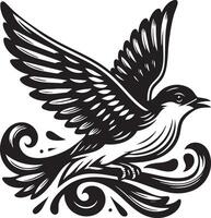 Elegant Stylized Black and White Bird Illustration for Artistic Projects vector