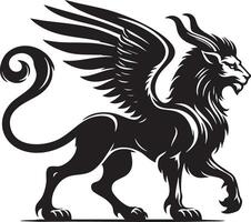 Majestic Winged Lion Creature Symbolizing Power and Strength vector