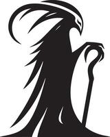 Mysterious Shadowy Figure with Cane on White Background vector