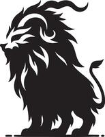 Majestic Black Lion Emblem Powerful Mythical Creature Graphic Design vector