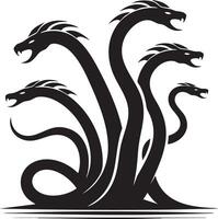 Mythological Creature Hydras Fierce Monster with Multiple Heads in Silhouette vector