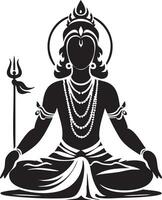 Spiritual Lord Shiva Meditating in Lotus Pose with Trident vector