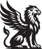 Majestic Griffin Mythical Creature Sitting Confident and Regal vector
