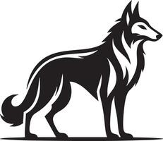 Elegant Silhouette Wolf Standing Proudly Wildlife Animal Mascot Design vector