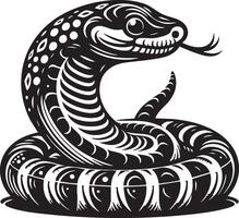 Intricate Black and White Tattoo Design of a Coiled Serpent vector