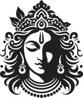 Elegant Krishna Face Design for Spiritual and Cultural Art Projects vector