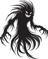 Scary Shadow Monster Creature with Glowing Eyes and Jagged Claws Illustration vector
