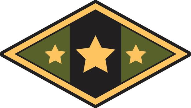 unido estados Ejército teniente coronel rango insignias mostrando Tres estrellas en un diamante forma con un negro antecedentes y aceituna verde vertical rayas dentro un oro frontera vector