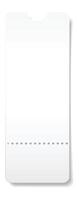 Blank white ticket with perforation and rounded corners is waiting to be used, isolated on white background with slight shadow underneath, ready for customization and design vector