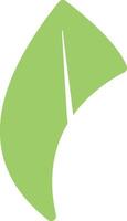 Minimalist illustration of a green leaf with a central vein, symbolizing nature, growth, and environmental awareness, isolated on a white background vector