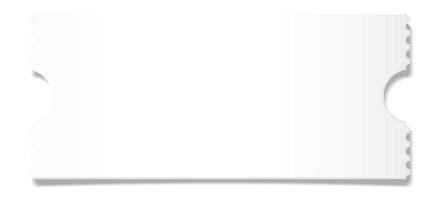 Blank white ticket featuring ample copy space, isolated against a clean white background, waiting for use in events, concerts, travel, or access control scenarios vector