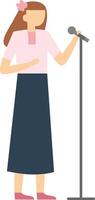 Minimalist illustration featuring a female singer passionately performing with a microphone, embodying the essence of music, entertainment, and vocal artistry on stage vector