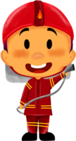 Fireman cartoon with hose png