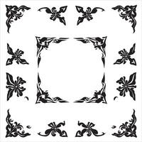A set of black and white decorative designs vector