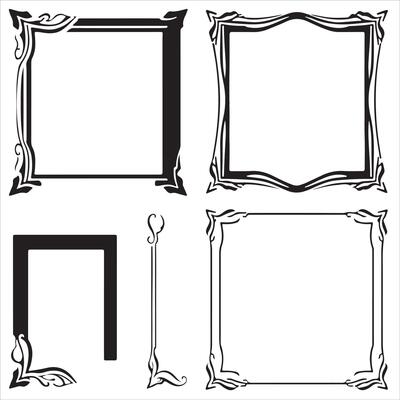 Four different frames with ornamental designs