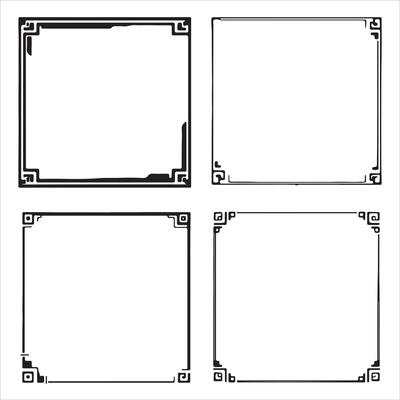 Four square frames with black and white borders