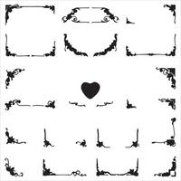 Set of decorative frames and hearts vector