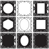 Set of black and white frames with ornamental design vector
