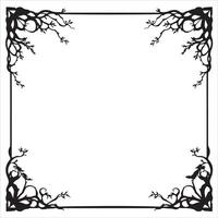 A black and white frame with vines and leaves vector
