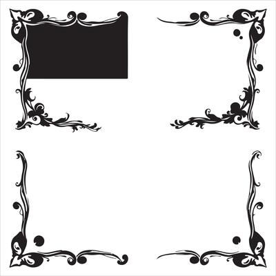 Four black and white decorative frames