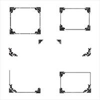 Four black and white square frames with ornamental designs vector