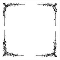 A black and white square frame with leaves vector