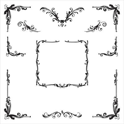 Set of decorative frames and borders