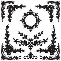 A set of black and white decorative elements vector