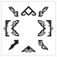 A set of decorative designs in black and white vector