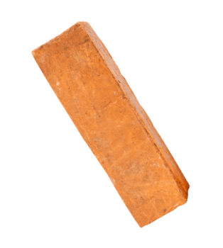 Single old red or orange brick in strange shape isolated with clipping path in file format png