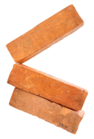 Cracked old red or orange bricks in three pieces isolated with clipping path in file format png
