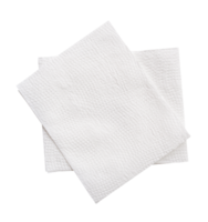 Two pieces of folded white tissue paper or napkin paper in stack isolated with clipping path in file format png