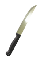 Single silver kitchen knife with black handle isolated with clipping path in file format png