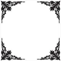 A black and white square frame with floral design vector