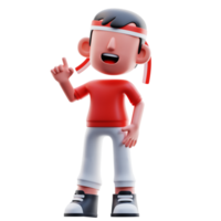 Kid Pointing Up Pose 3D Illustration png