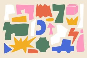Modern Abstract Geometric Shapes Pack Bold Colorful Cutout Elements for Graphic Design, Posters, and DIY Collage Art vector